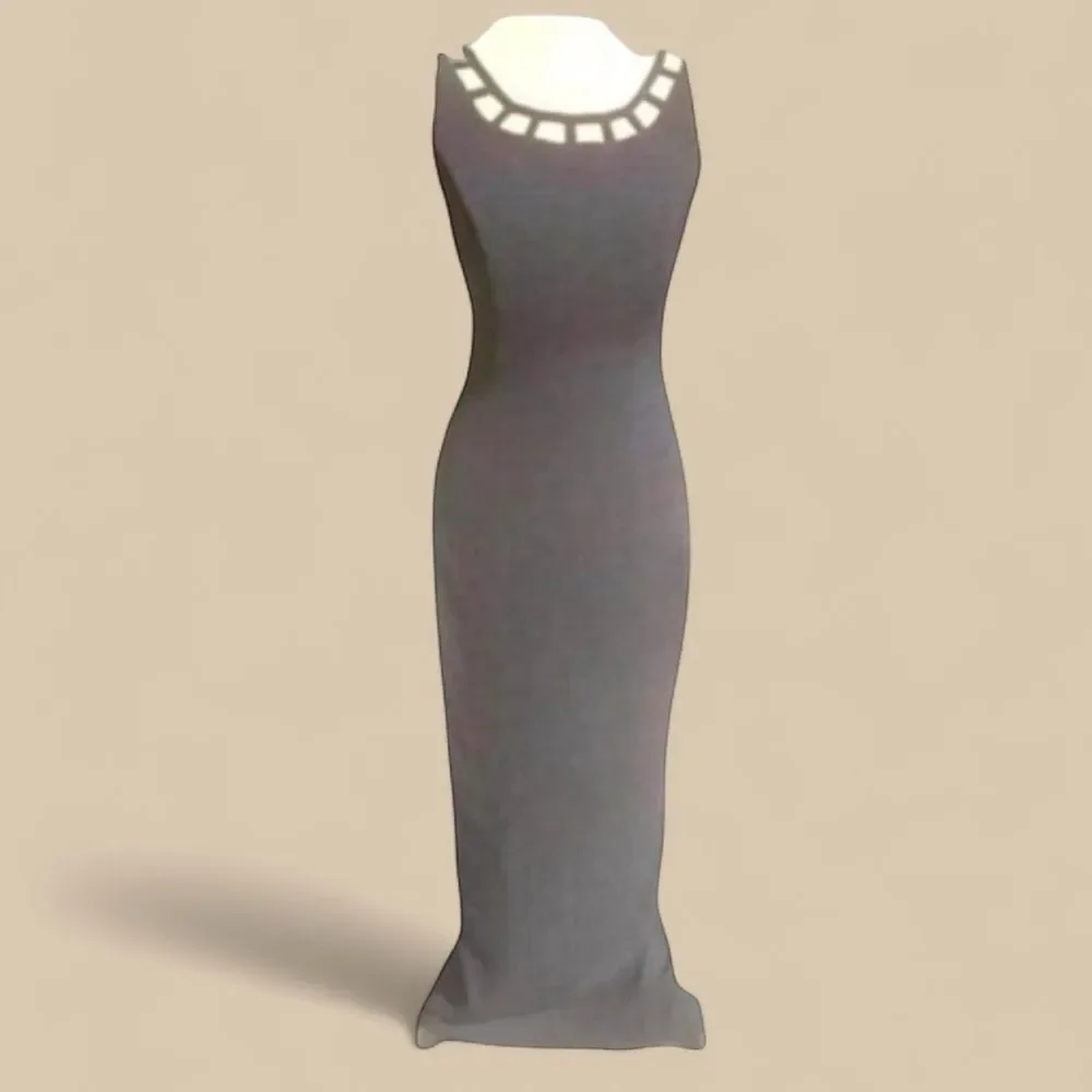 Vtg Rex Lester Black Pencil Gown Sz 2 - Picture 9 of 9